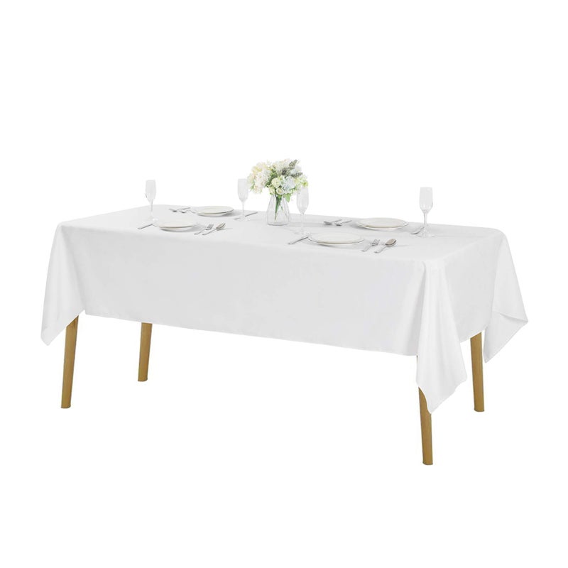 Cupuamon Rectangle Tablecloth 60x120 inch Washable Polyester Fabric Table Cloth for Wedding Party Dining Banquet Decorationï¼ˆ60x120, Whiteï¼‰ - Image 1